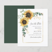 Floral Sunflower Eucalyptus Save the Date Budget (Voorkant / Achterkant)