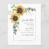 Floral Sunflower Eucalyptus Save the Date Budget (Voorkant)