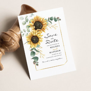 Floral Sunflower Eucalyptus Save the Date Budget Notitiekaartje