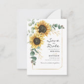 Floral Sunflower Eucalyptus Save the Date Budget Notitiekaartje (Voorkant)