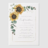 Floral Sunflower Eucalyptus Script Bevestiging Vellum Uitnodigingen (Voorkant)