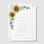 Floral Sunflower Eucalyptus Script Bevestiging Vellum Uitnodigingen (Offset)