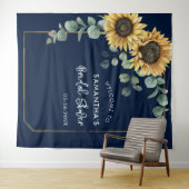 Floral Sunflower Eucalyptus Script Vrijgezellenfee Wandkleed (In Situ (horizontaal))