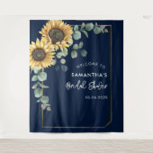 Floral Sunflower Eucalyptus Script Vrijgezellenfee Wandkleed (Voorkant)