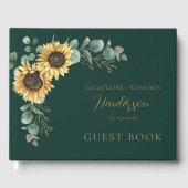 Floral Sunflower Eucalyptus Script Weddenschap Gastenboek (Voorkant)