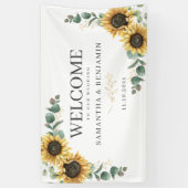 Floral Sunflower Eucalyptus Script Weduwschap Welk Spandoek (Verticaal)