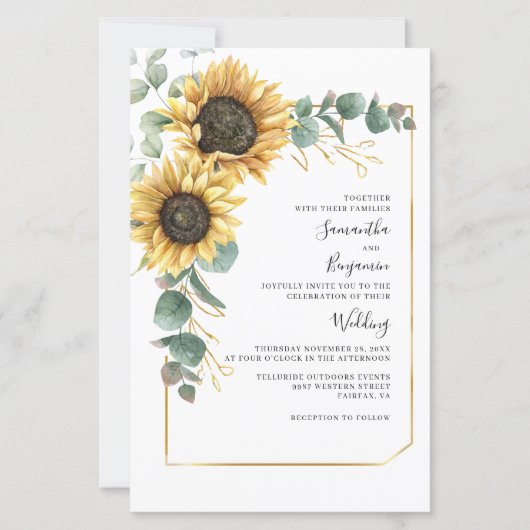 Floral Sunflower Eucalyptus Weddenschap (Voorkant)