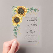 Floral Sunflower Eucalyptus Weddenschap Acryl Uitnodigingen (Insitu (Draagbaar))