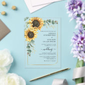 Floral Sunflower Eucalyptus Weddenschap Acryl Uitnodigingen (Insitu (Huwelijk))