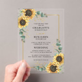 Floral Sunflower Eucalyptus Weddenschap Acryl Uitnodigingen (Insitu (Draagbaar))
