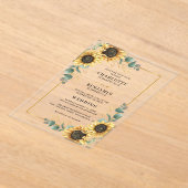 Floral Sunflower Eucalyptus Weddenschap Acryl Uitnodigingen (Laagn)