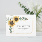Floral Sunflower Eucalyptus Weddenschap Bedankkaart (Staand voorkant)