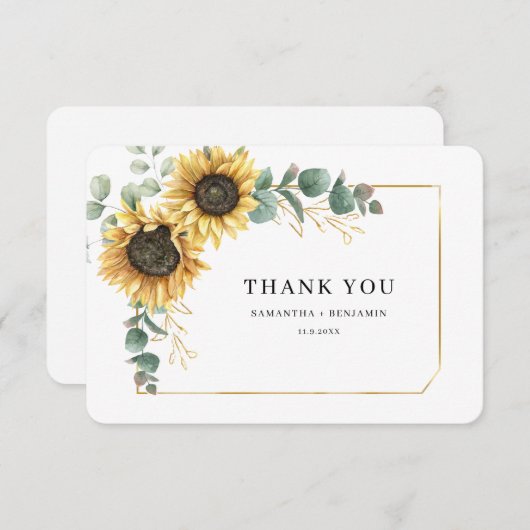 Floral Sunflower Eucalyptus Weddenschap Hartelijk  (Voorkant / Achterkant)