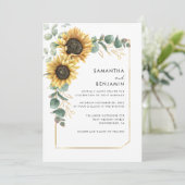 Floral Sunflower Eucalyptus Weddenschap Kaart (Staand voorkant)