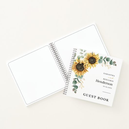 Floral Sunflower Eucalyptus Weddenschap Notitieboek (Binnen)