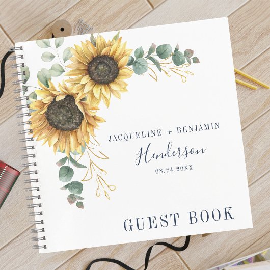 Floral Sunflower Eucalyptus Weddenschap Notitieboek