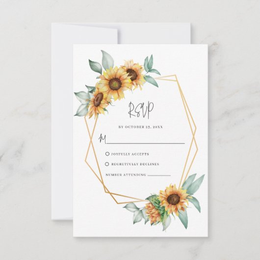 Floral Sunflower Eucalyptus Weddenschap RSVP Kaartje (Voorkant)