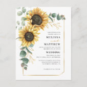 Floral Sunflower Eucalyptus Weddenschap Uitnodiging Briefkaart (Voorkant)