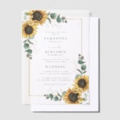 Floral Sunflower Eucalyptus Weddenschap Vellum Uitnodigingen (Offset)