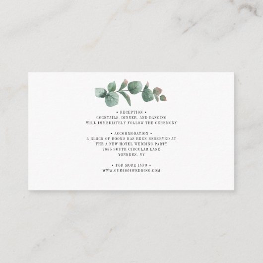 Floral Sunflower Eucalyptus Wedding Enclosure Kaar Informatiekaartje (Achterkant)