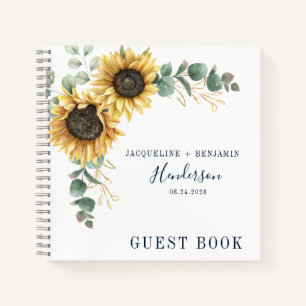 Floral Sunflower Eucalyptus Wedding Guest Notitieboek