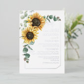 Floral Sunflower Eucalyptus Wedding Silver Folie Uitnodiging (Staand Voorkant)