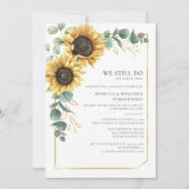 Floral Sunflower Eucalyptus Wedding Vow Renewal Kaart (Voorkant)