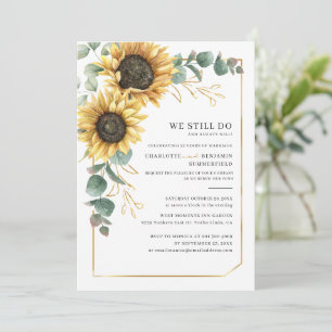 Floral Sunflower Eucalyptus Wedding Vow Renewal Kaart