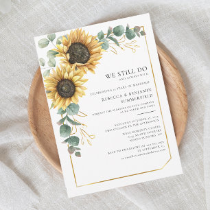 Floral Sunflower Eucalyptus Wedding Vow Renewal Kaart