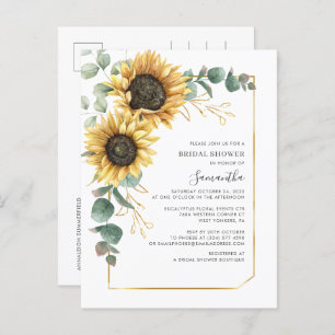 Floral Sunflower Geometric Modern Vrijgezellenfees Uitnodiging Briefkaart