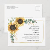 Floral Sunflower Greenery Geometric Vrijgezellenfe Uitnodiging Briefkaart (Voorkant / Achterkant)