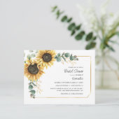 Floral Sunflower Greenery Geometric Vrijgezellenfe Uitnodiging Briefkaart (Staand voorkant)
