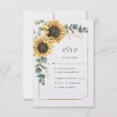 Floral Sunflower Greenery Geometric Wedding RSVP Kaartje (Voorkant)