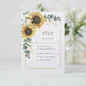 Floral Sunflower Greenery Geometric Wedding RSVP Kaartje (Staand voorkant)