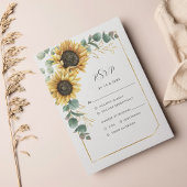 Floral Sunflower Greenery Geometric Wedding RSVP Kaartje