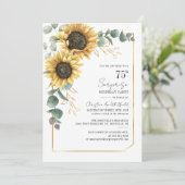 Floral Sunflower Greenery Script 75th Birthday Kaart (Staand voorkant)