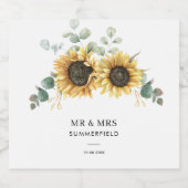 Floral Sunflower Greenery Wedding Bier Etiket (Enkel label)