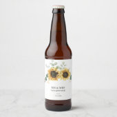 Floral Sunflower Greenery Wedding Bier Etiket (Voorkant)