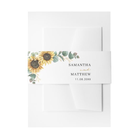 Floral Sunflower Greenery Wedding Uitnodigingen Wikkel (Voorkant Voorbeeld)