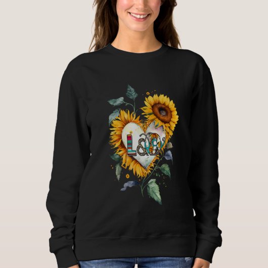Floral Sunflower Heart L&D Labor and Delivery Nurs Trui (Voorkant)
