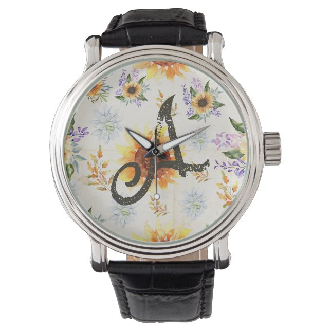 Floral Sunflower Horloge (Voorkant)