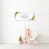 Floral Sunflower Modern Vrijgezellenfeest Welkom Spandoek (Insitu)
