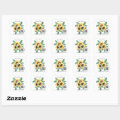 Floral Sunflower QR Code Business Square Sticker (Vel)