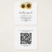 Floral Sunflower QR Code Weddenschap Website RSVP Vierkante Visitekaartjes (Voorkant /achterkant)