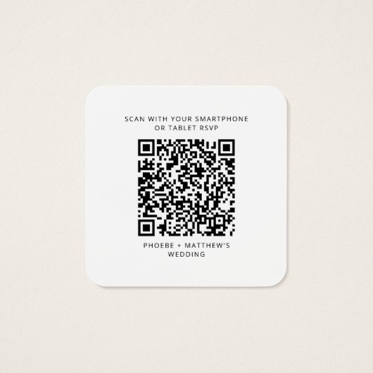 Floral Sunflower QR Code Weddenschap Website RSVP Vierkante Visitekaartjes (Achterkant)