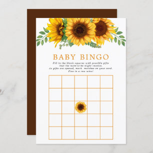 Floral Sunflower Rustige Baby shower Bingo Game Kaart