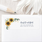 Floral Sunflower Script Return Address Etiket (Insitu)