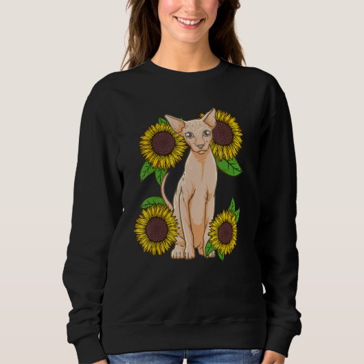 Floral Sunflower Sphynx Cat Lover Trui (Voorkant)