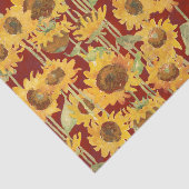 Floral Sunflower Waterverf Geel op rood Tissuepapier (Detail)