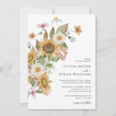 Floral Sunflower Wedding Kaart (Voorkant)